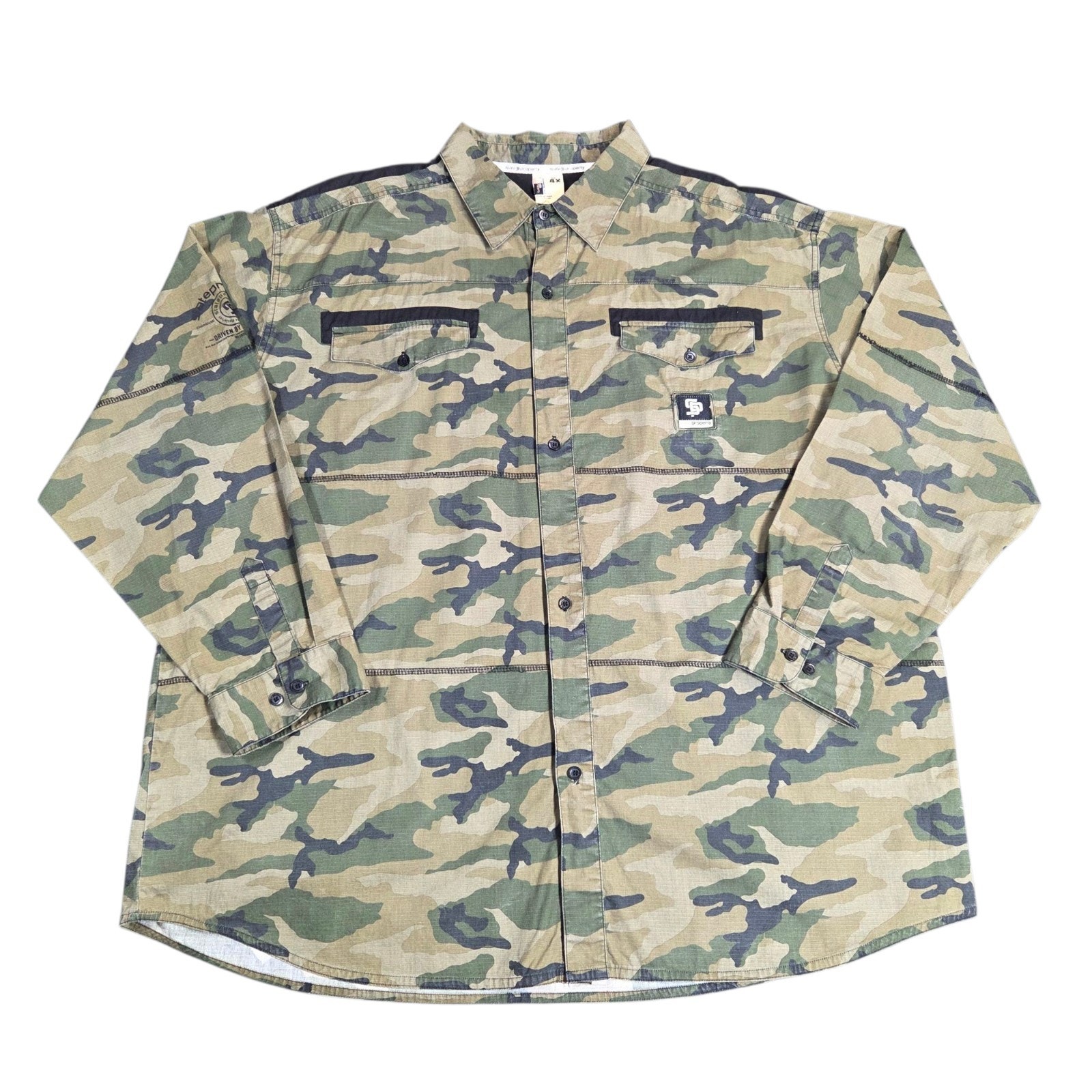 Vtg Y2k State Property Rocawear Camo Button Up Shirt Hip Hop Y2k 90's Sz 4x